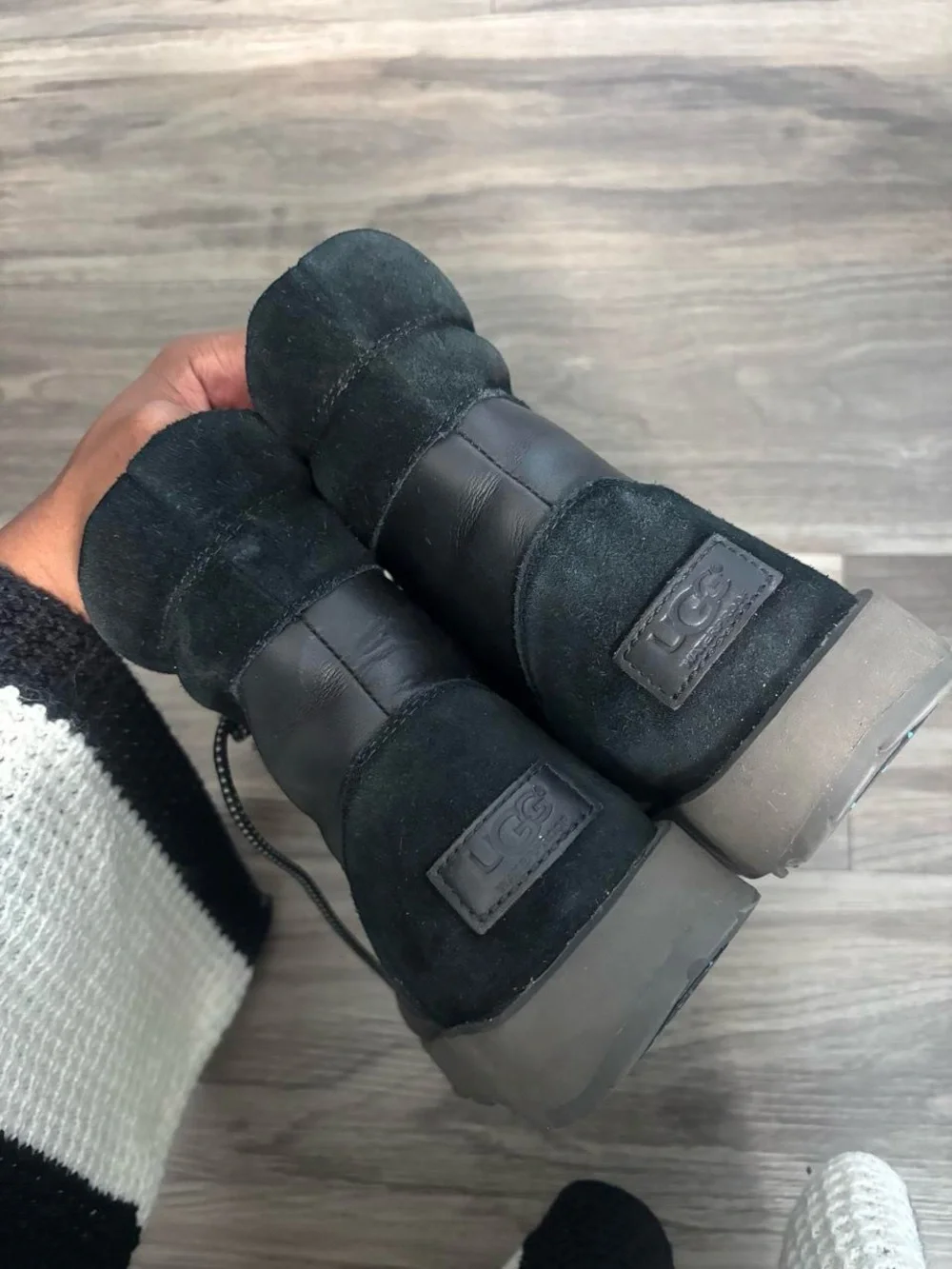 UGG Black Women's Faux Fur Lace-Up Winter Boots